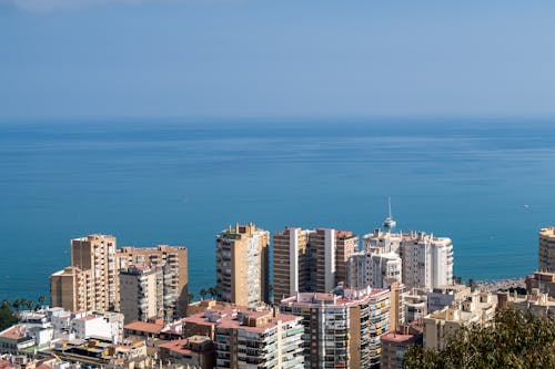 View of the city of benidorm from the top of a hill