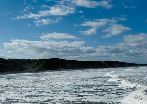 Free stock photo of beach waves, blue ocean, blue sky Stock Photo