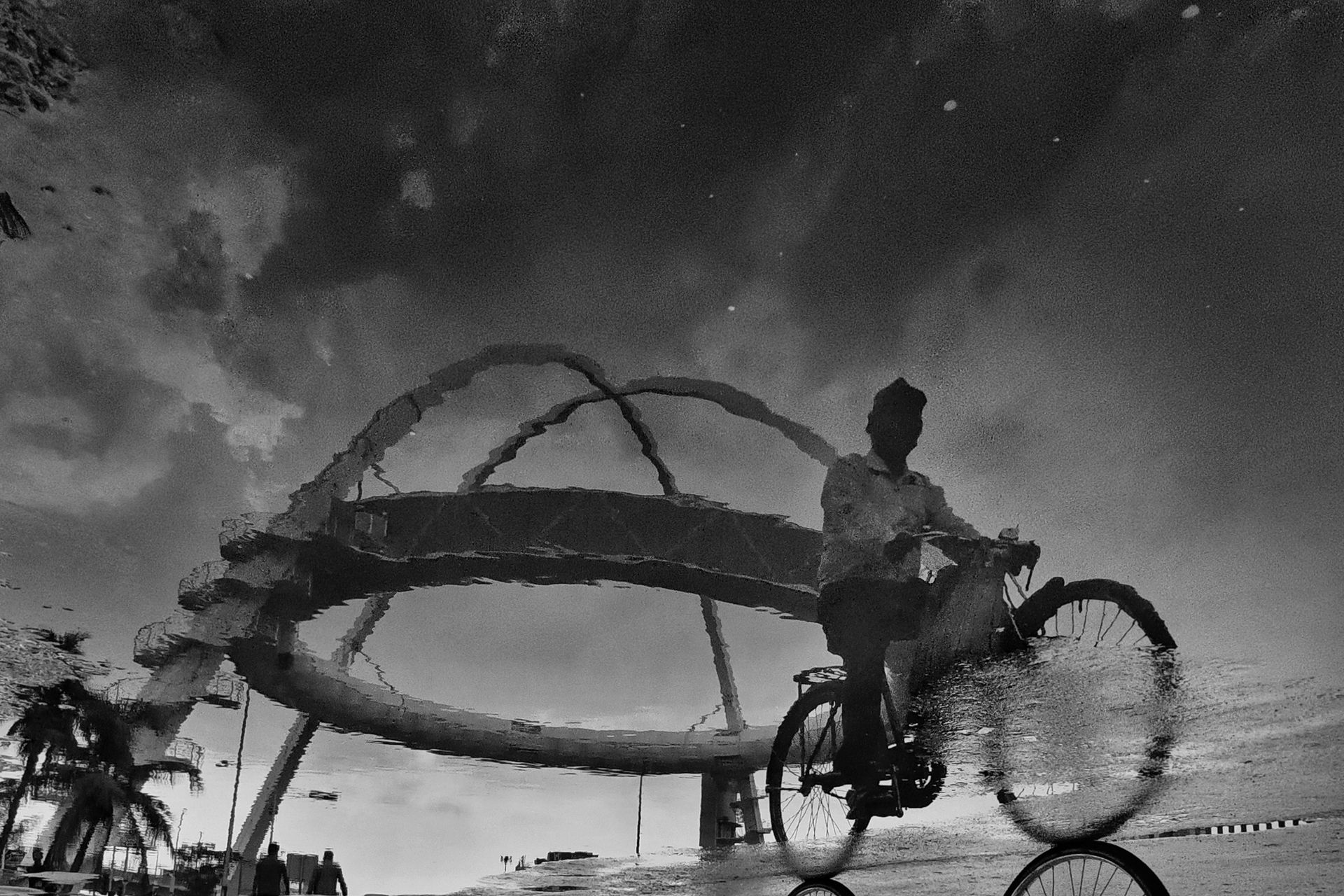 Puddle Reflection of the Biswa Bangla Gate, New Town, Kolkata, India