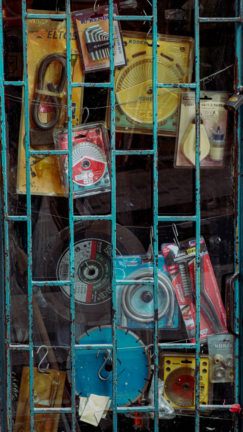 Hardware store display at Mittal Hardware Delhi