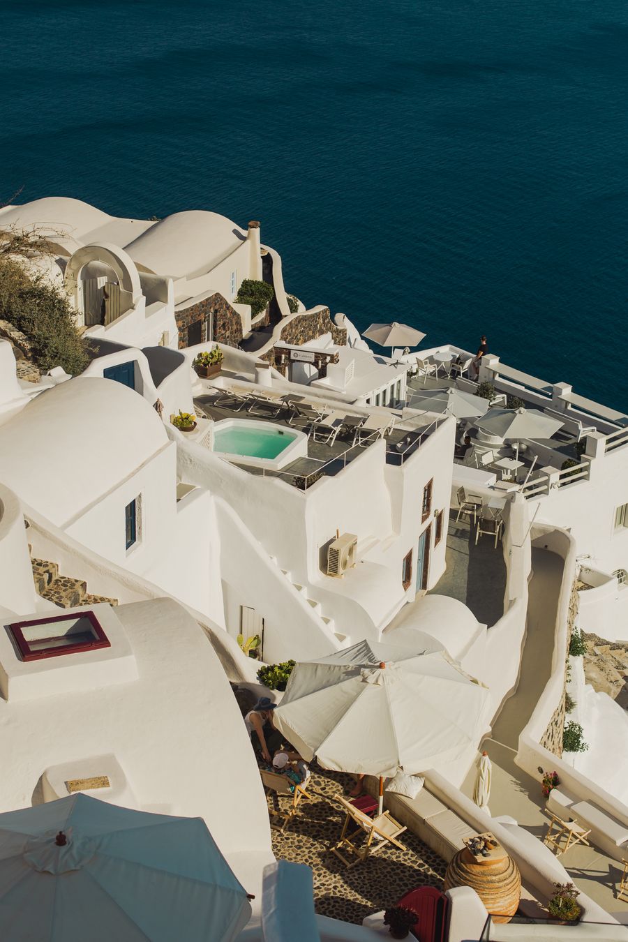 Whitewashed architecture over the Aegean Sea, Santorini, Greece