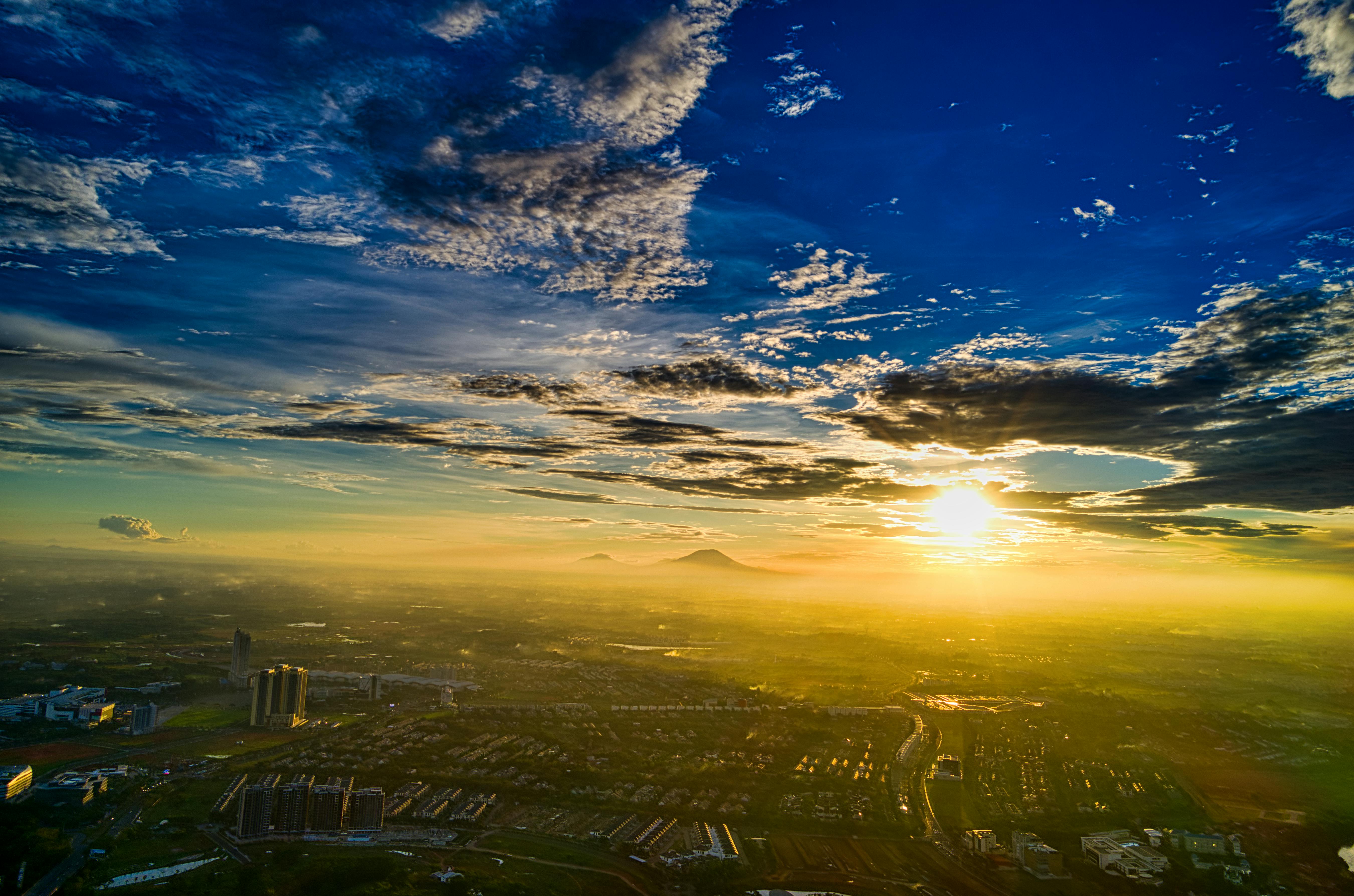 bird s eye view of city during dawn