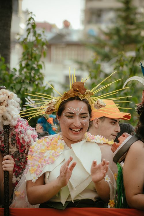 Free People in traditional attire clapping and celebrating a festival outdoors in Adana, Turkey. Stock Photo
