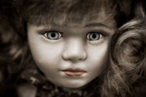 無料 灰色の目と茶色の髪の人形 写真素材