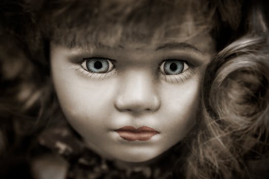 Doll With Grey Eyes and Brown Hair