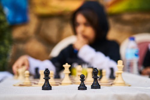 무료 체스 판 세트의 선택적 초점 사진 스톡 사진