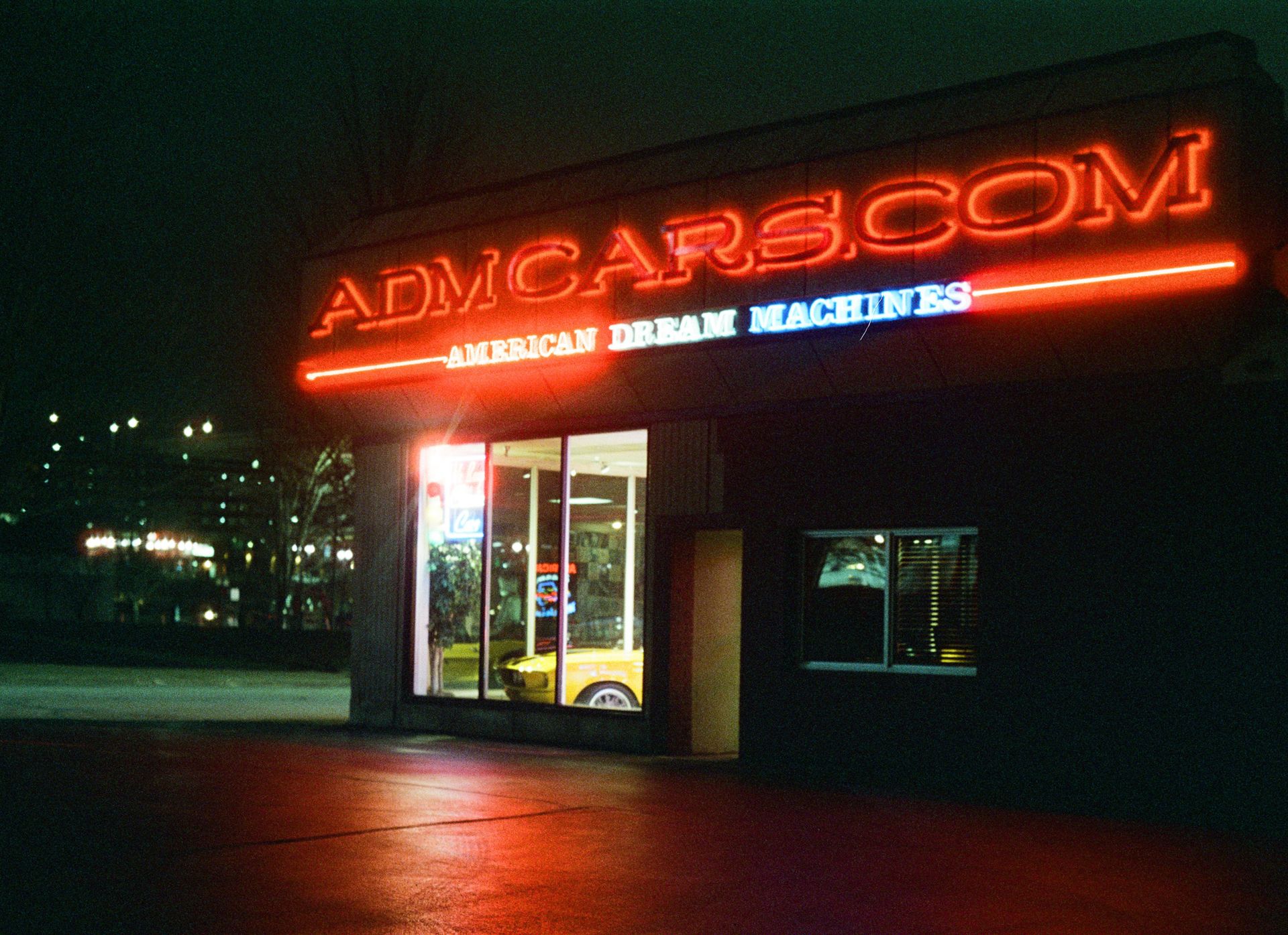 Car Dealership Building at Night