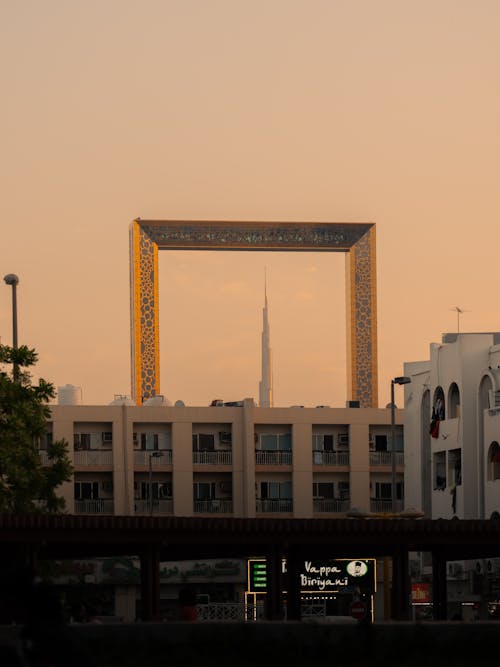 Foto profissional grátis de moldura dubai com burj khalifa