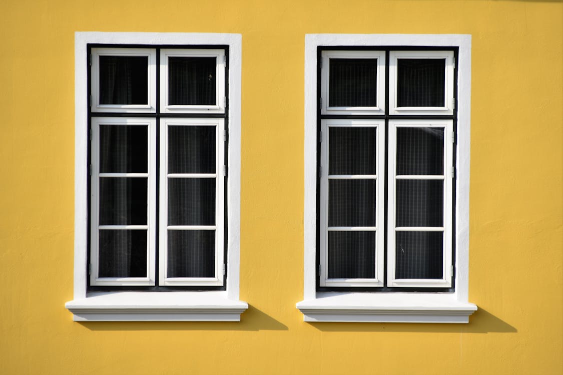 Free Closed White Wooden Framed Glass Windows Stock Photo