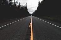 一条宁静的高速公路延伸进茂密的树林，提供了宁静的旅行体验