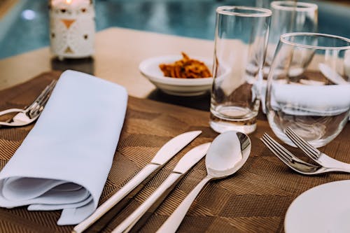 Free Silver Cutlery On Table Stock Photo