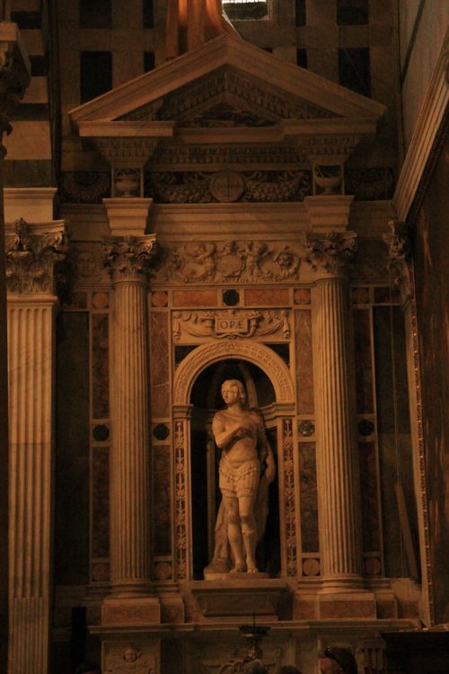 Free Historic interior view of a statue inside Pisa Cathedral, Italy. Stock Photo