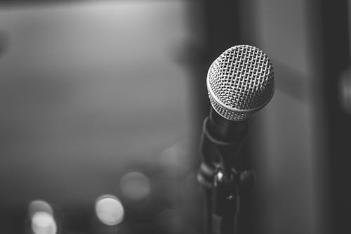 Free Black And White Photo Of Microphone Stock Photo