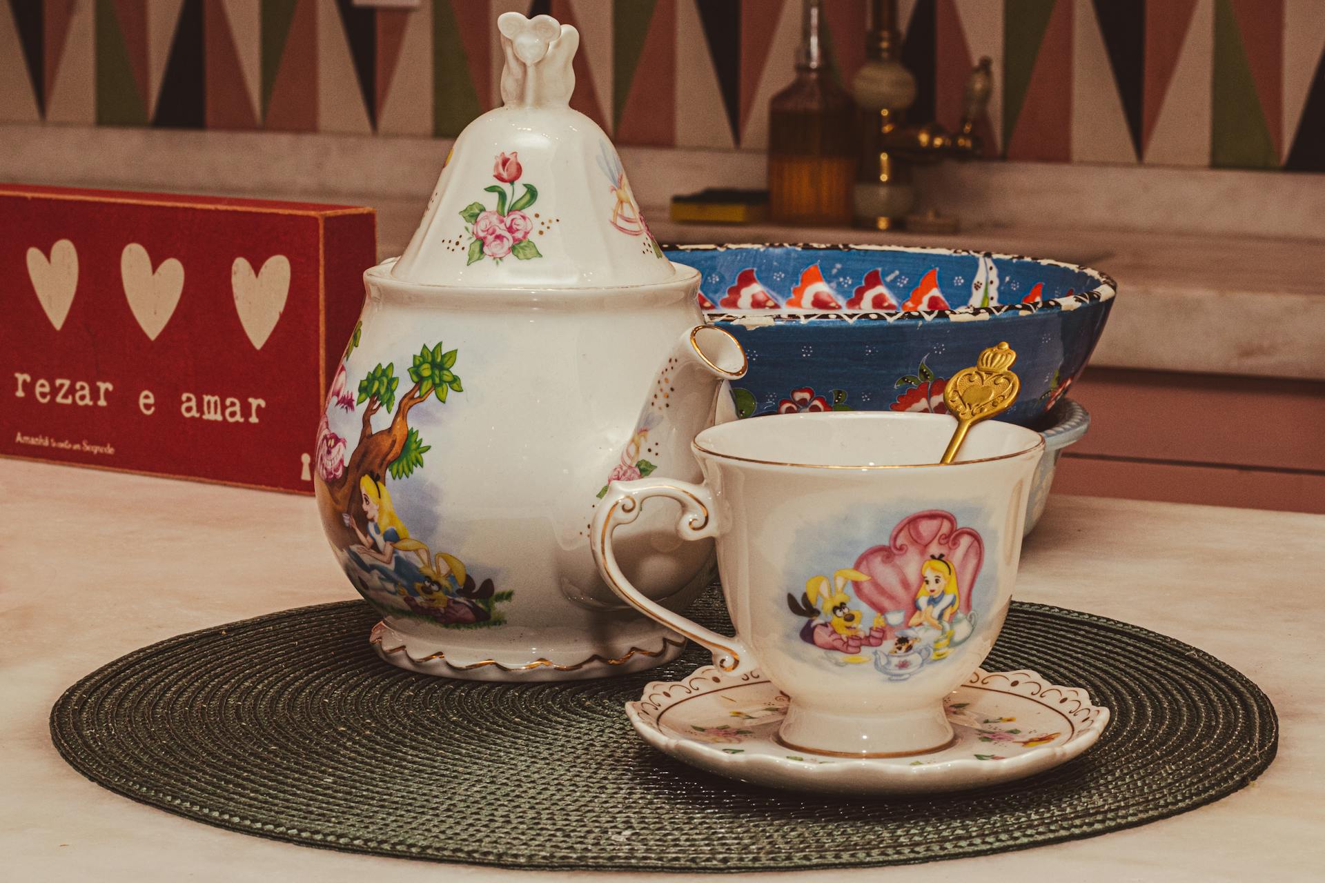 Porcelain Tea Set with Illustrations from Disney Films