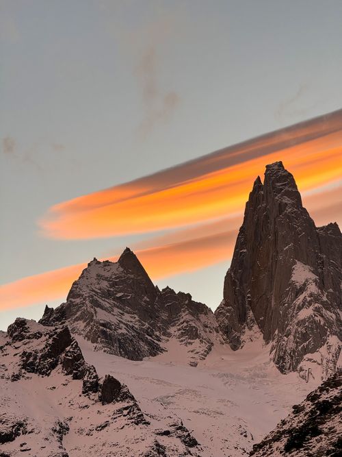 Free Breathtaking view of snowcapped peaks in Santa Cruz, Argentina at sunrise. Serenity and natural beauty in the Andes. Stock Photo