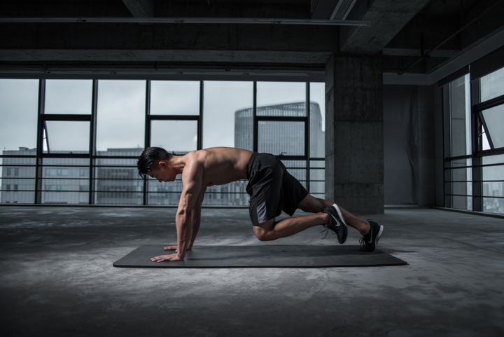 A plank on an exercise mat
