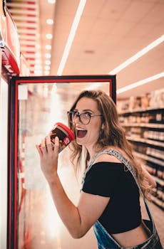 woman holding ice cream tub