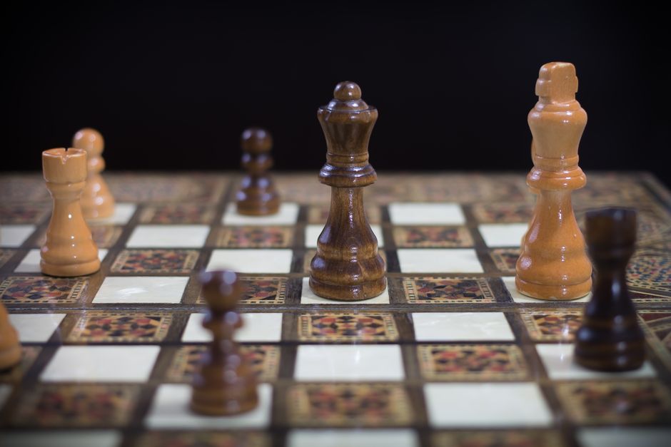 chess board strategic move close up