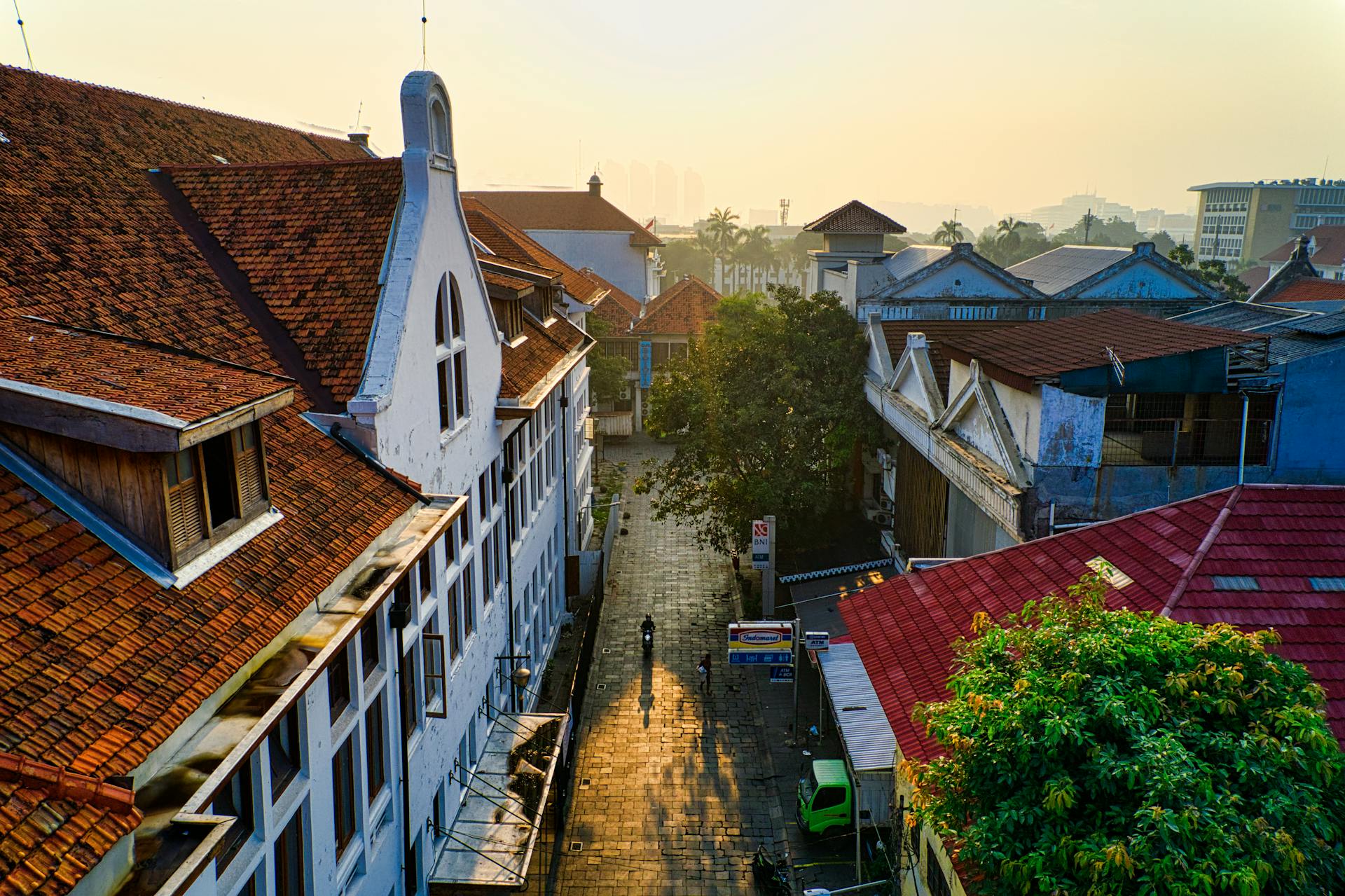 Red Roofed City Buildings