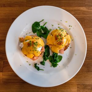 Fried egg breakfast plate — photo by Brett Jordan on Pexels