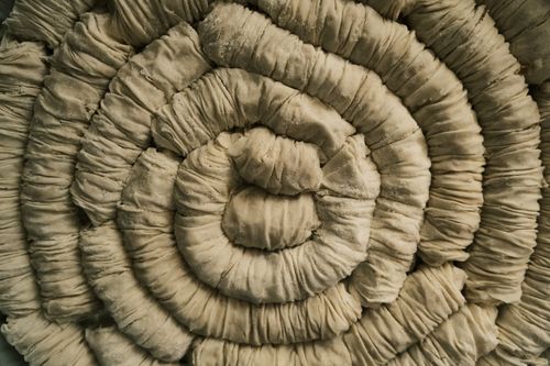 Free Detailed view of rolled dough forming a spiral shape, ideal for baking or pastry concepts. Stock Photo