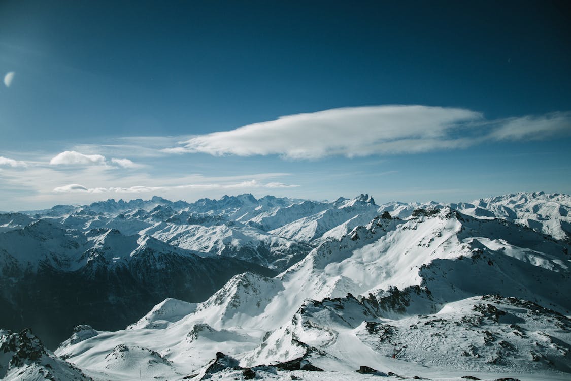 Free Bird's Eye View Of Snow Capped Mountains Stock Photo