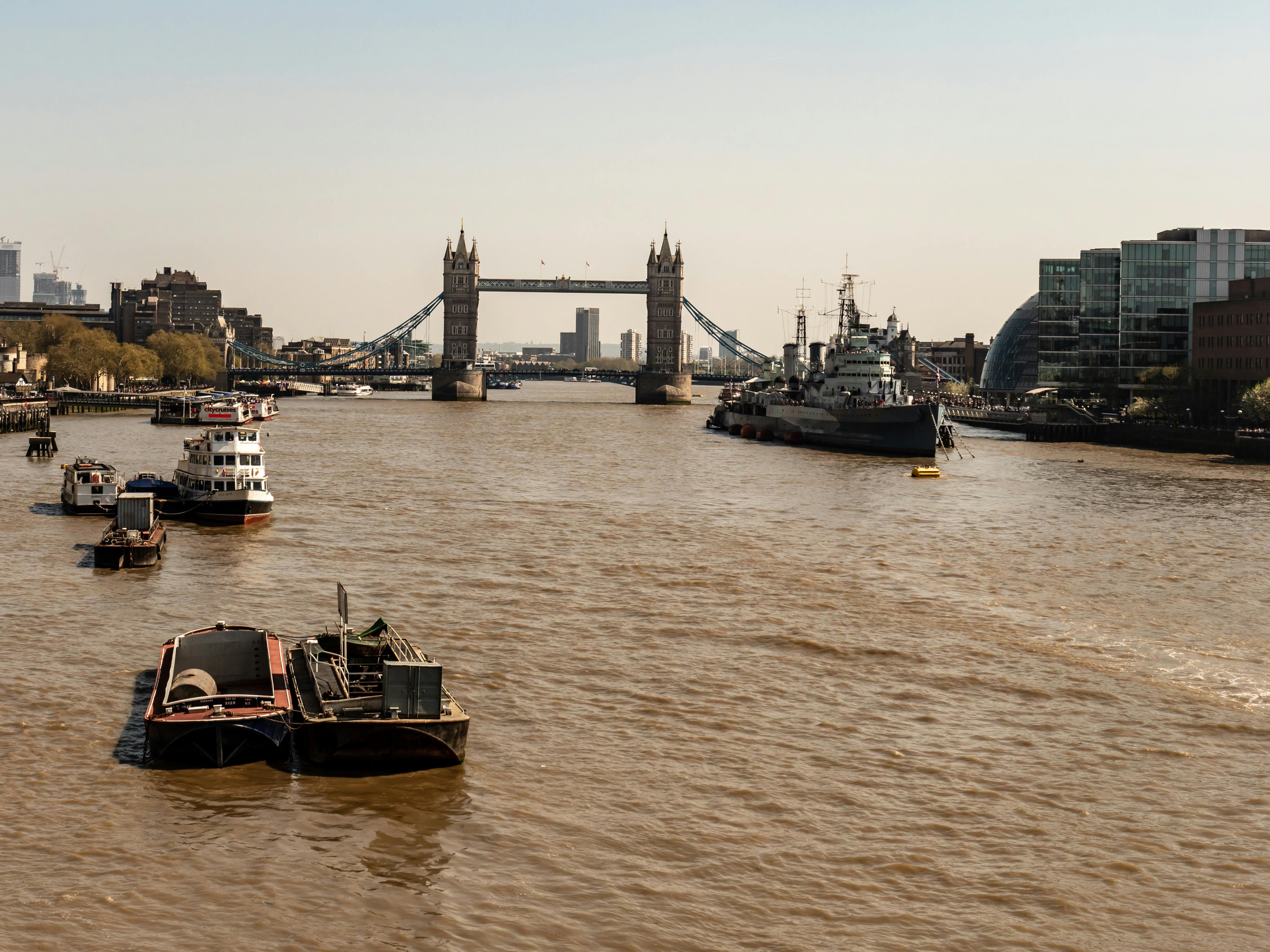 Free stock photo of london landmarks, river thames, ships