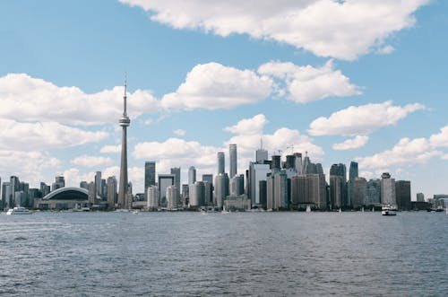 CN 타워, 도시 풍경, 보트의 무료 스톡 사진