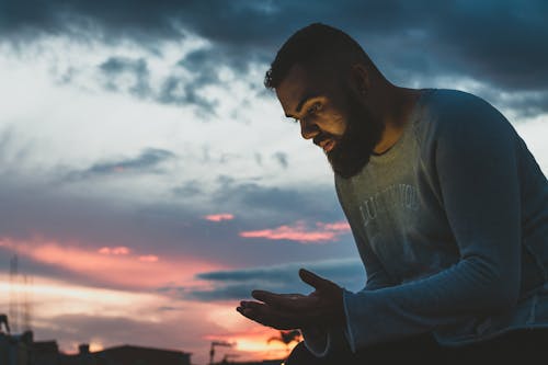 Man Wearing White Sweatshirt