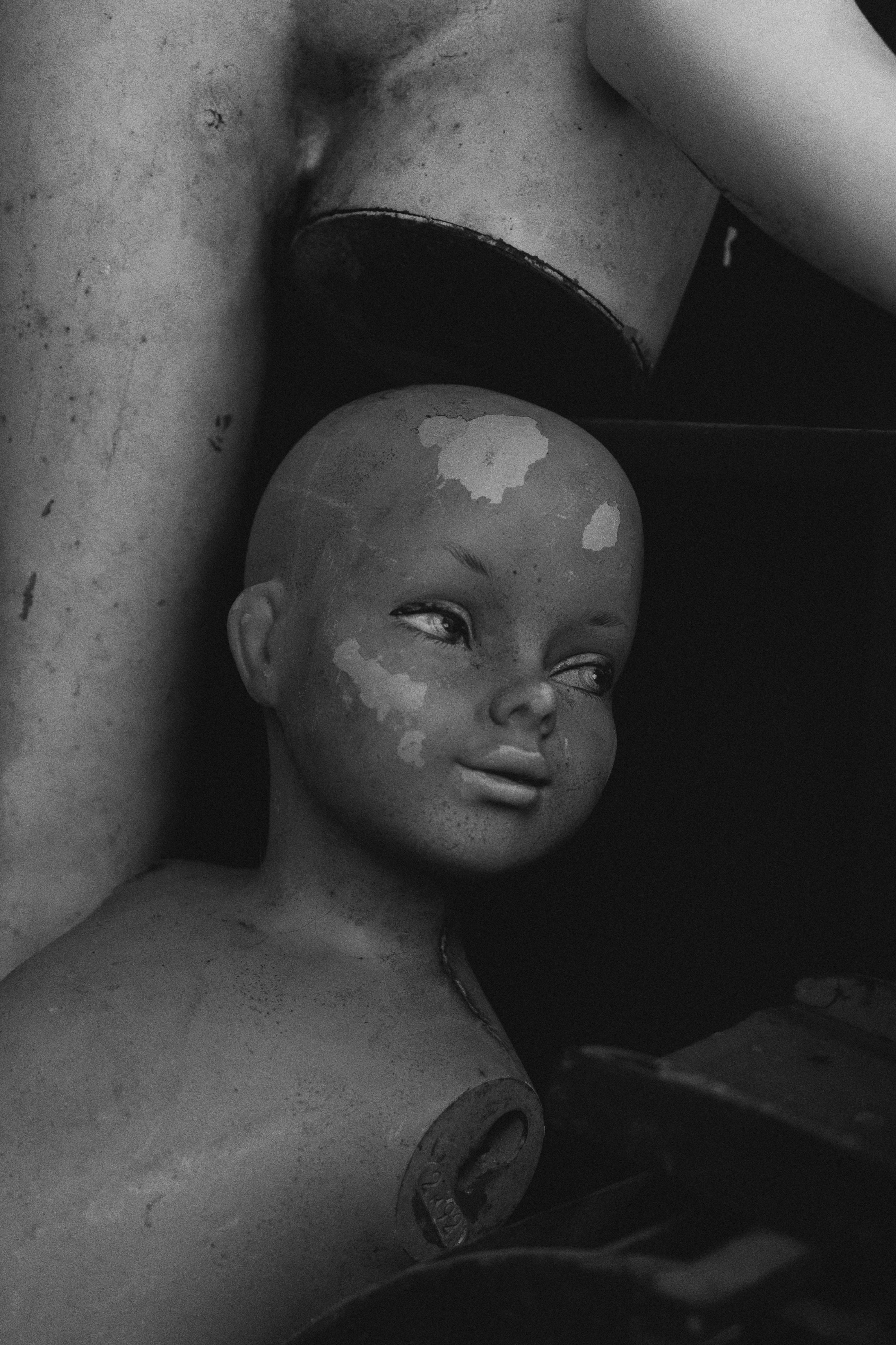 damaged mannequin of baby