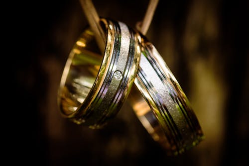 Серебряное и золотое кольцо для пары