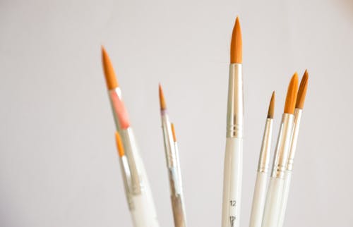 White and Orange Assorted Paintbrushes