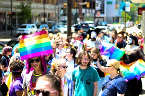 Crowd Walking at the Sidewalk