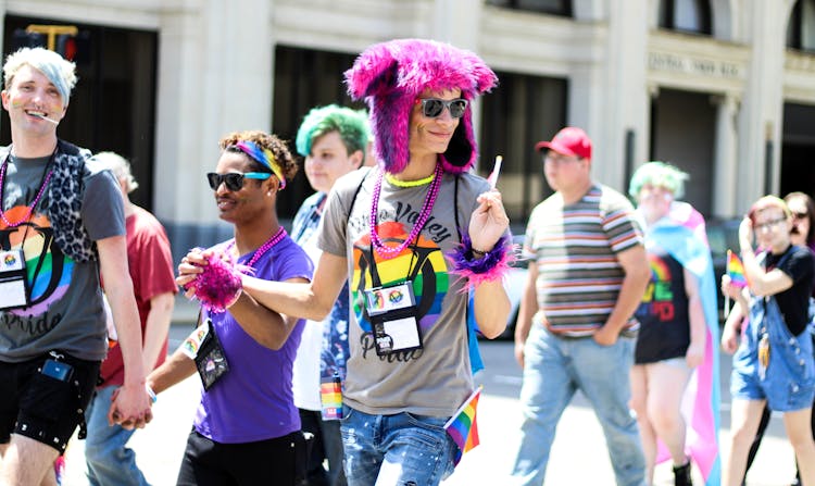 A Crowd In A Pride Parade