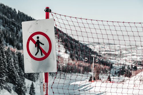 Free No Walking White and Red Sign Stock Photo