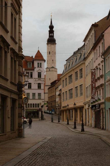 Discover the picturesque cobblestone streets and historic architecture of Zittau's old town in Germany.
