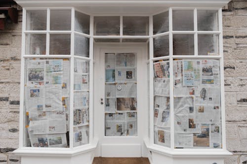 A newspaper front door with a newspaper on the front