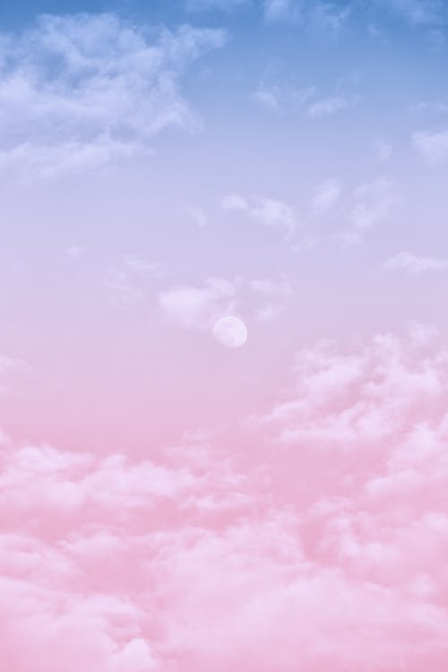 White Clouds in Pink and Blue Clouds