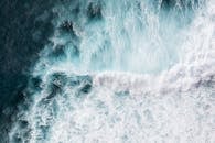 鸟瞰葡萄牙马德拉岛附近大西洋的巨浪