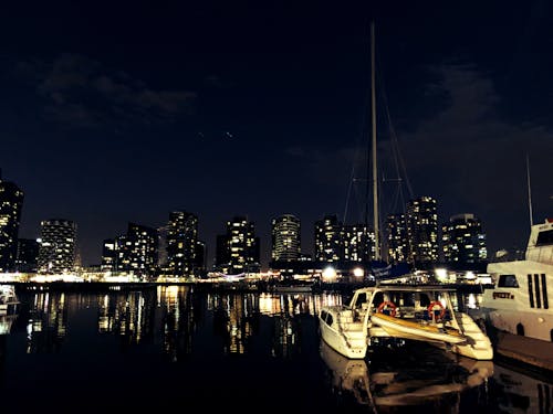 Free stock photo of boat, city, night city