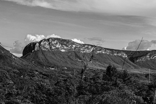 Free Stunning black and white view of a rugged mountain landscape in Ibicoara, Brazil. Stock Photo