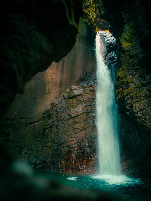 A waterfall in an cave in Slovenia