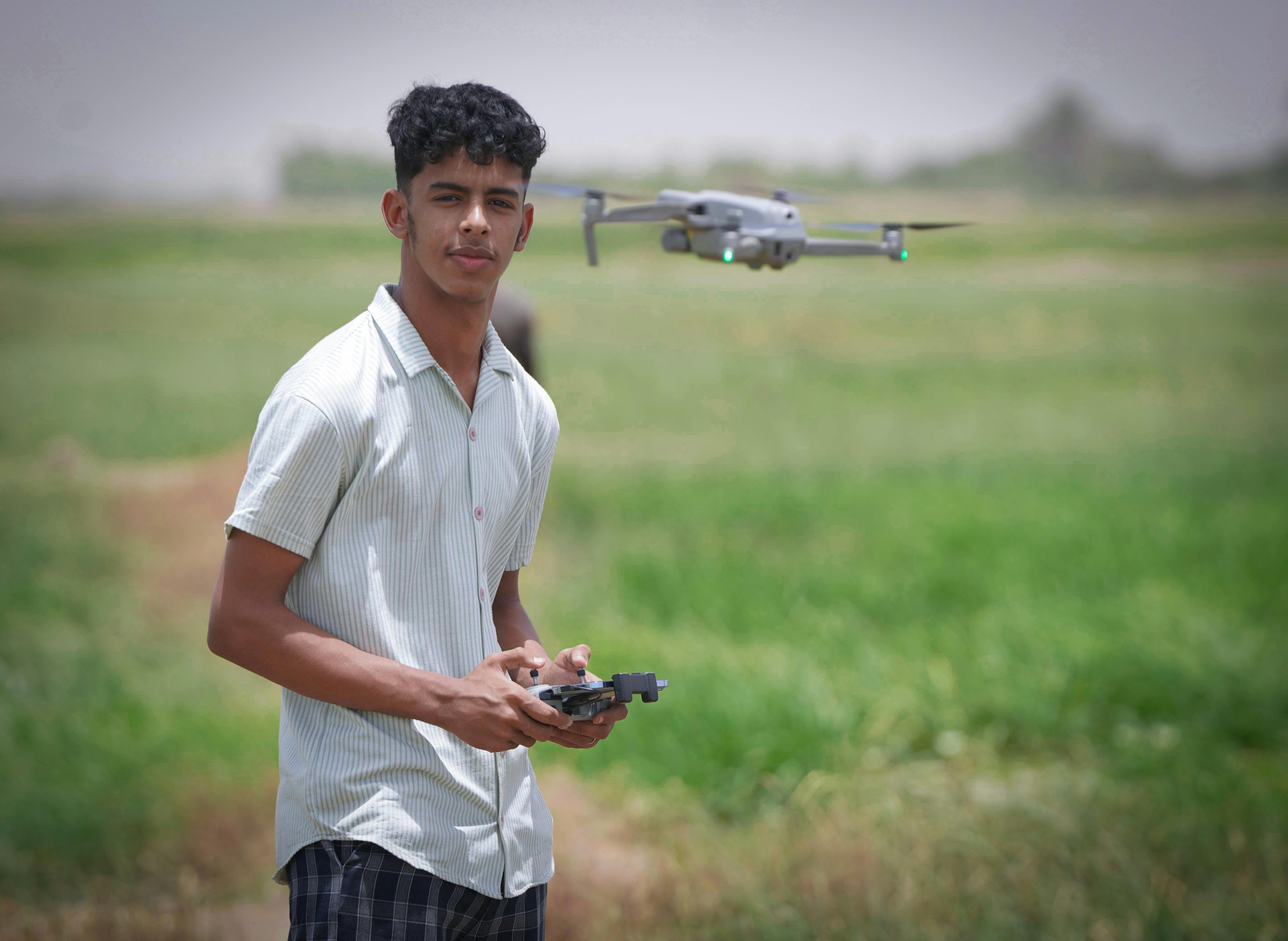 Young Man Piloting a Drone