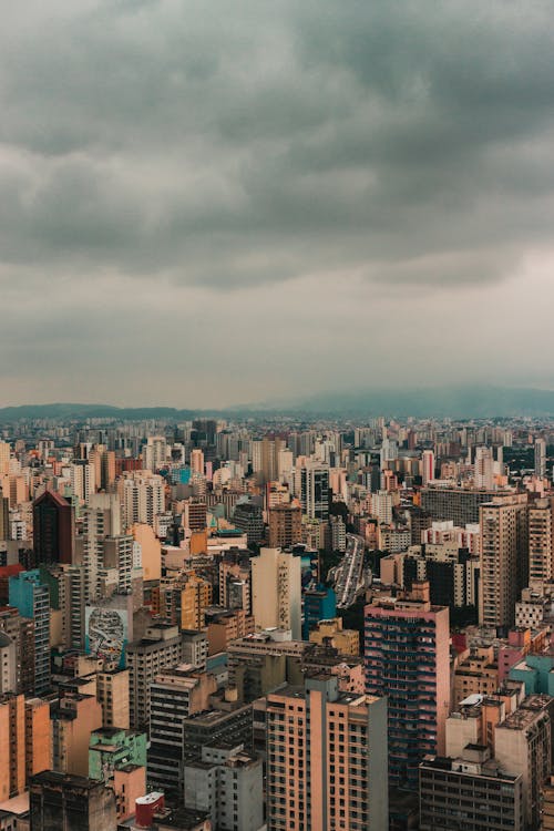 Aerial View Photo of Cityscape on a Gloomy Day