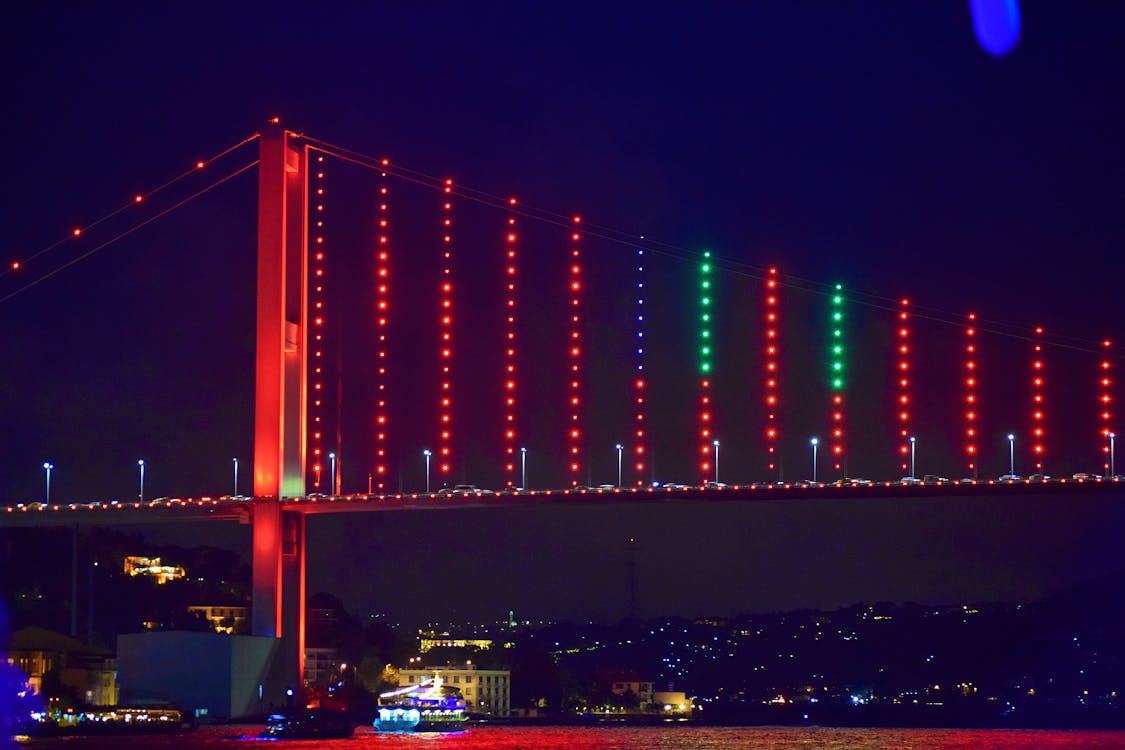 Free stock photo of bosphorus bridge at night