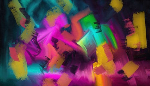 Abstract painting with colorful shapes and lines