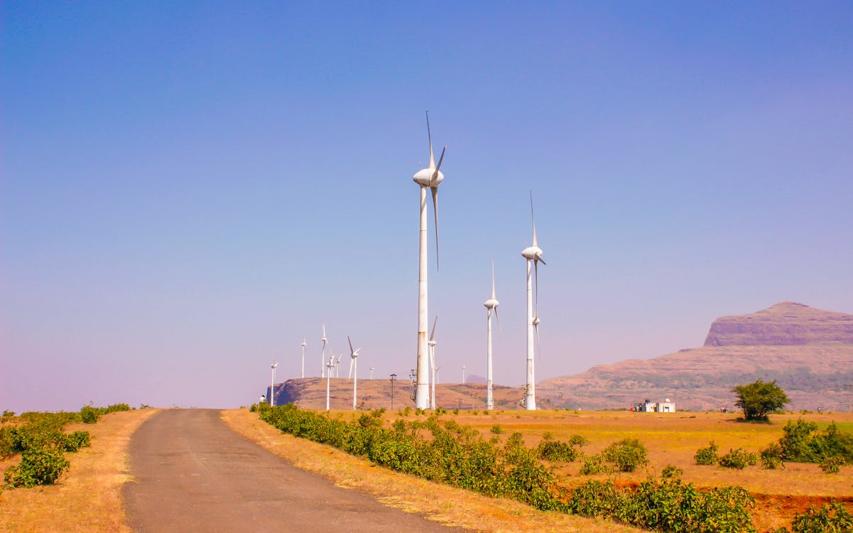 Free stock photo of mountains, road, windmill