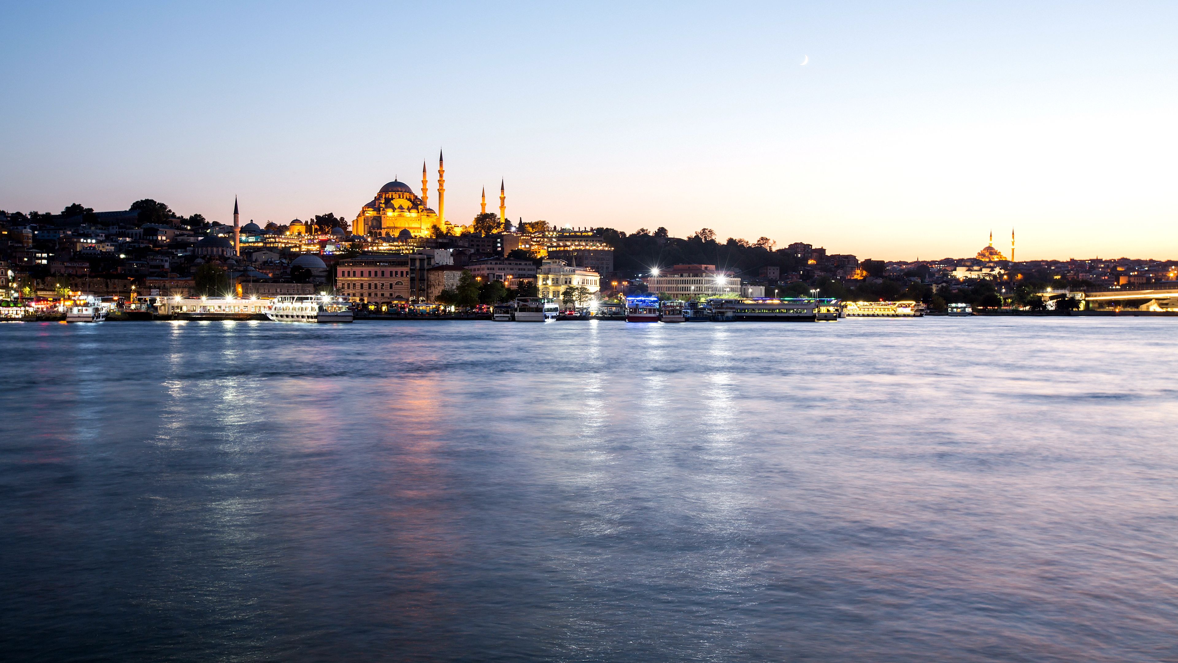 Skyline of Istanbul Viewed from the Bosphorus Strait at Sunset · Free ...