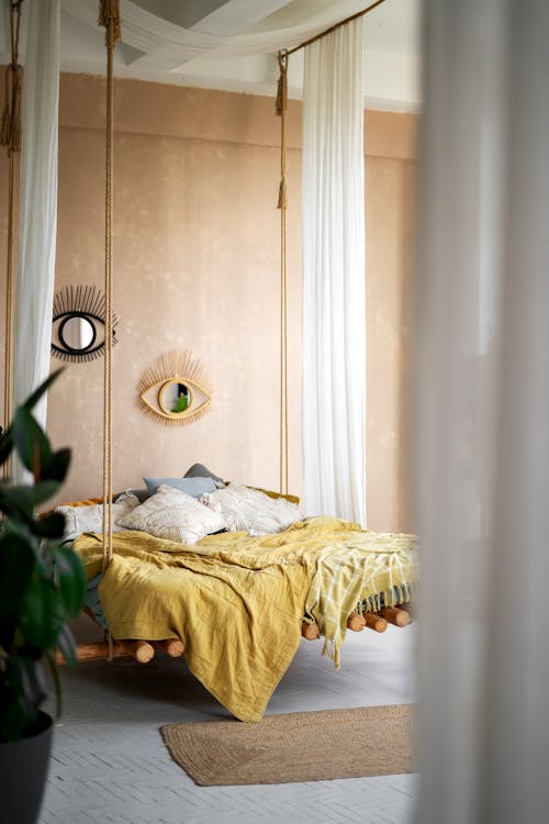 Free Bedroom with Hanging Bed Stock Photo