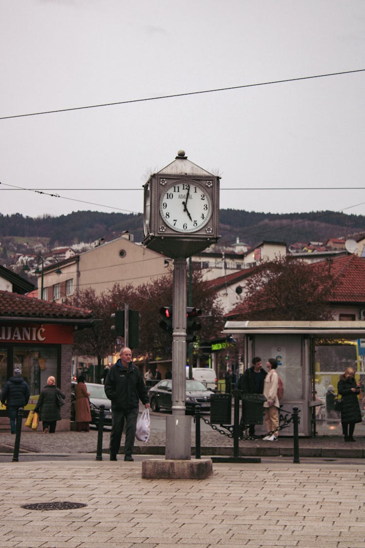 Clock On Square In Town